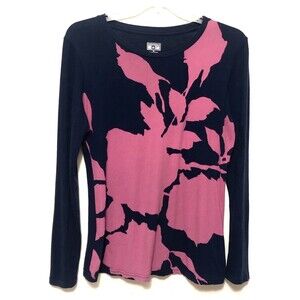 Converse All Star Navy Pink Abstract Design Long Sleeve Shirt Blouse Top Medium